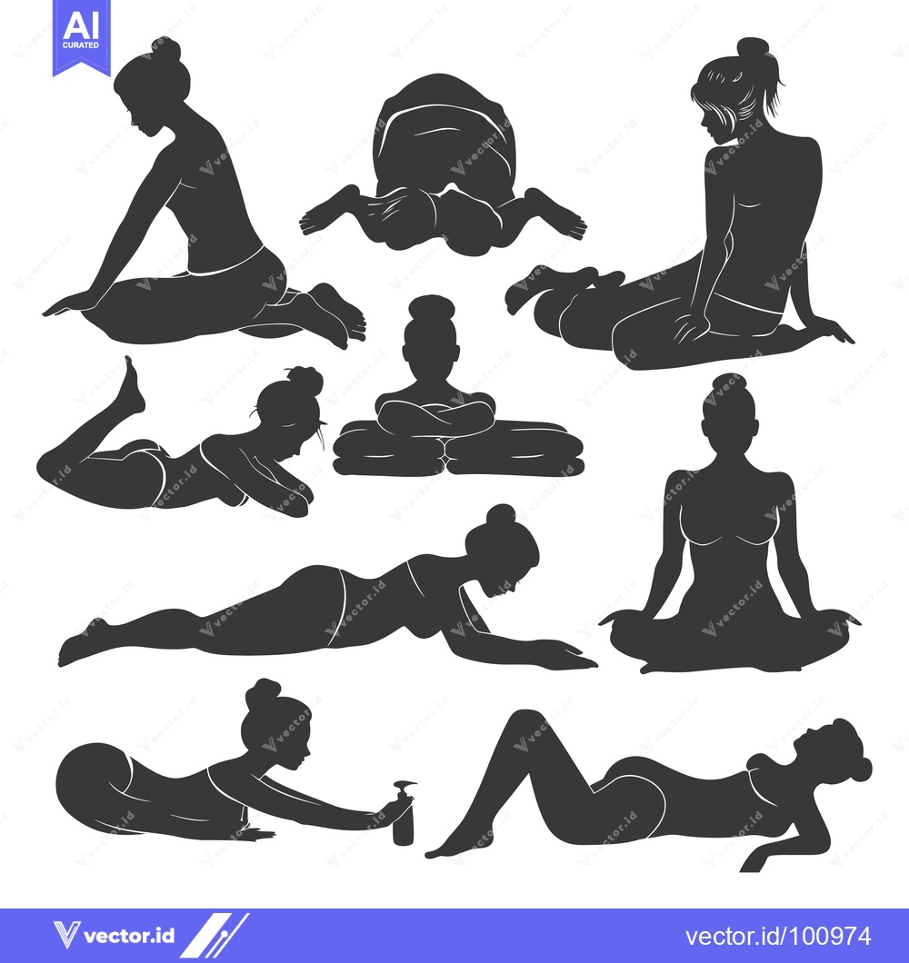 Premium Vector dari Silhouettes of Women Performing Various Yoga Poses and Relaxing
