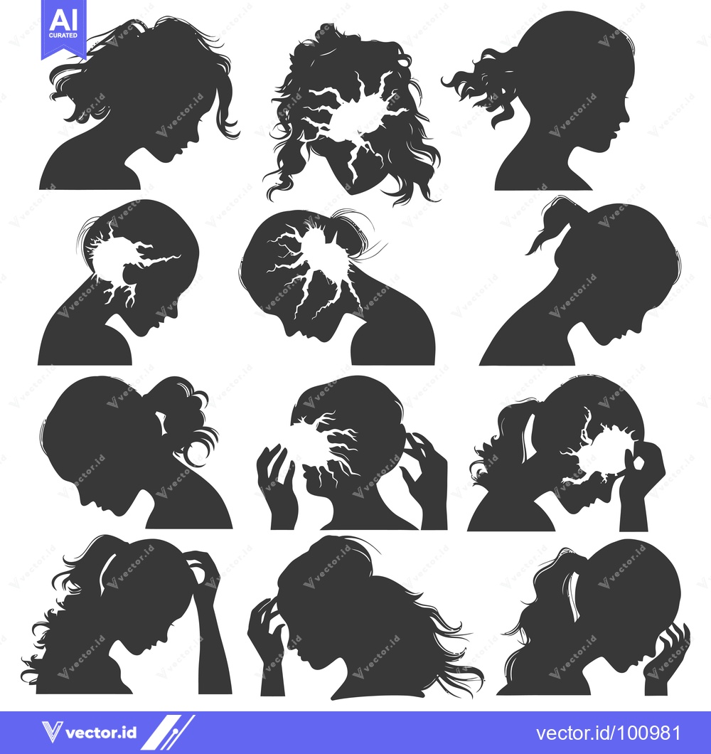 Premium Vector of Silhouettes of Women with Cracked Heads