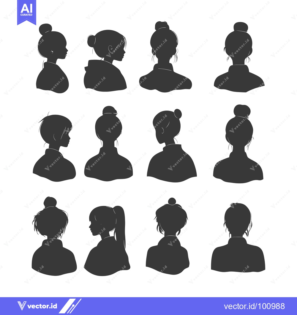 Premium Vector of Silhouettes of Women with Various Hairstyles and Poses