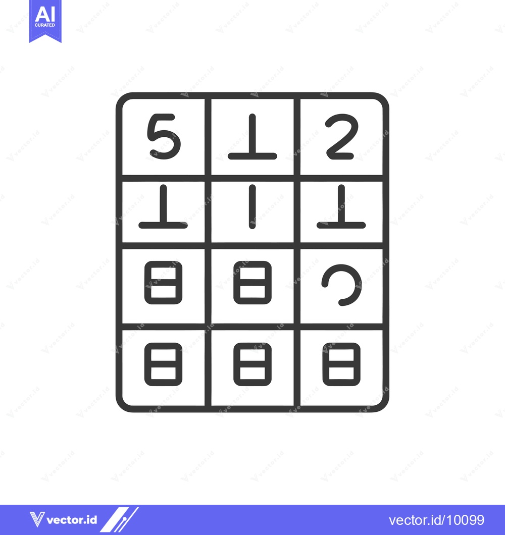 Premium Vector of A 3x3 grid with numbers, symbols, and blank spaces