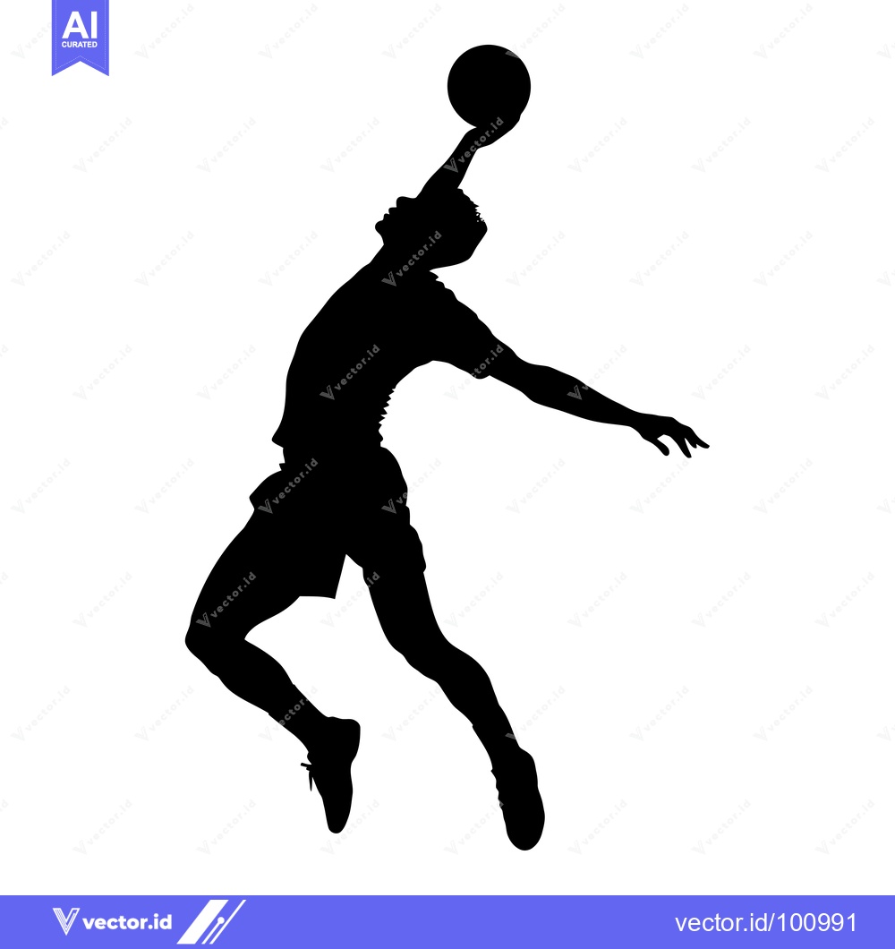 Premium Vector of Silhouette of a volleyball player spiking the ball