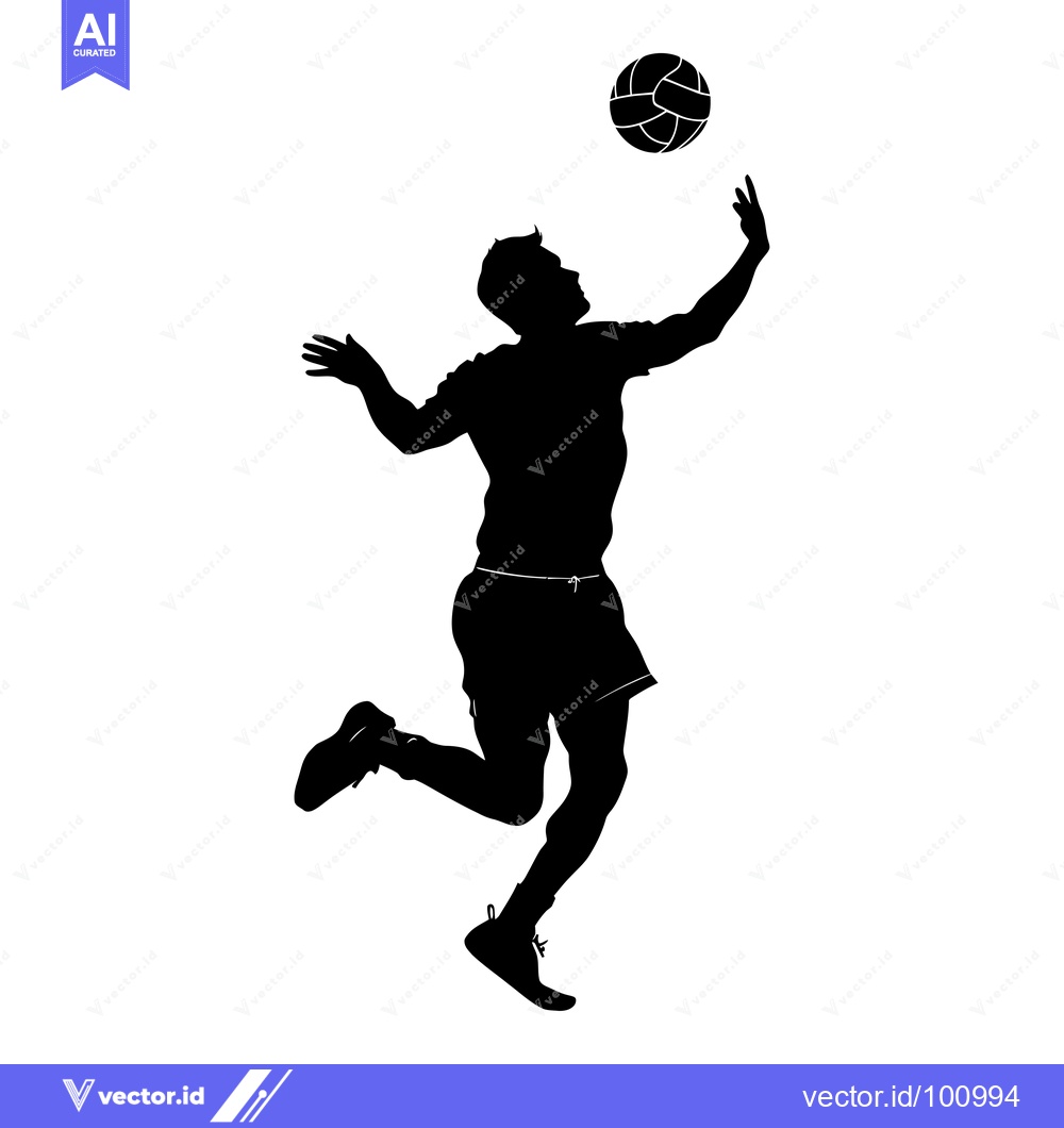 Premium Vector dari Silhouette of a volleyball player spiking the ball