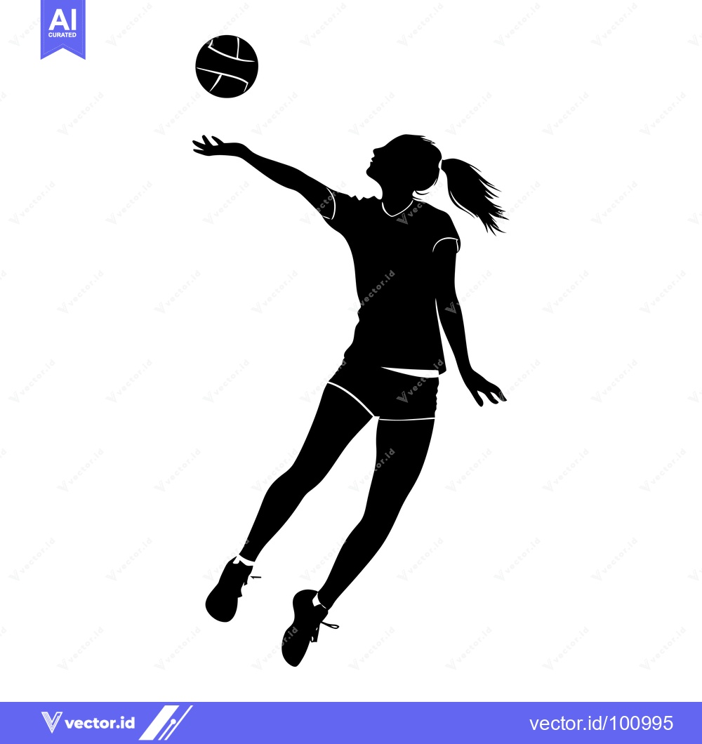 Premium Vector of Silhouette of a Female Volleyball Player Reaching for the Ball