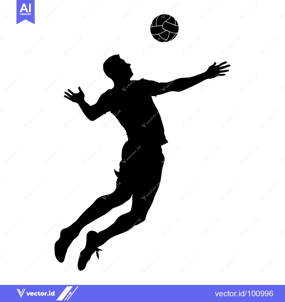 Premium Vector of Silhouette of a Volleyball Player Spiking the Ball