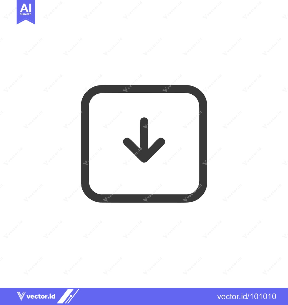 Premium Vector dari Simple Download Icon: Arrow Pointing Down in Rounded Square Frame