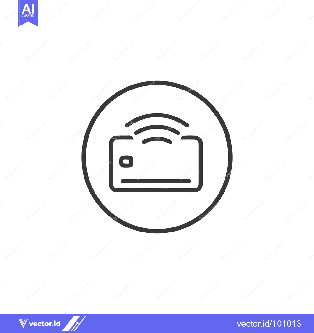 Premium Vector dari Contactless Payment Icon: Credit Card with Wireless Symbol in Circle,