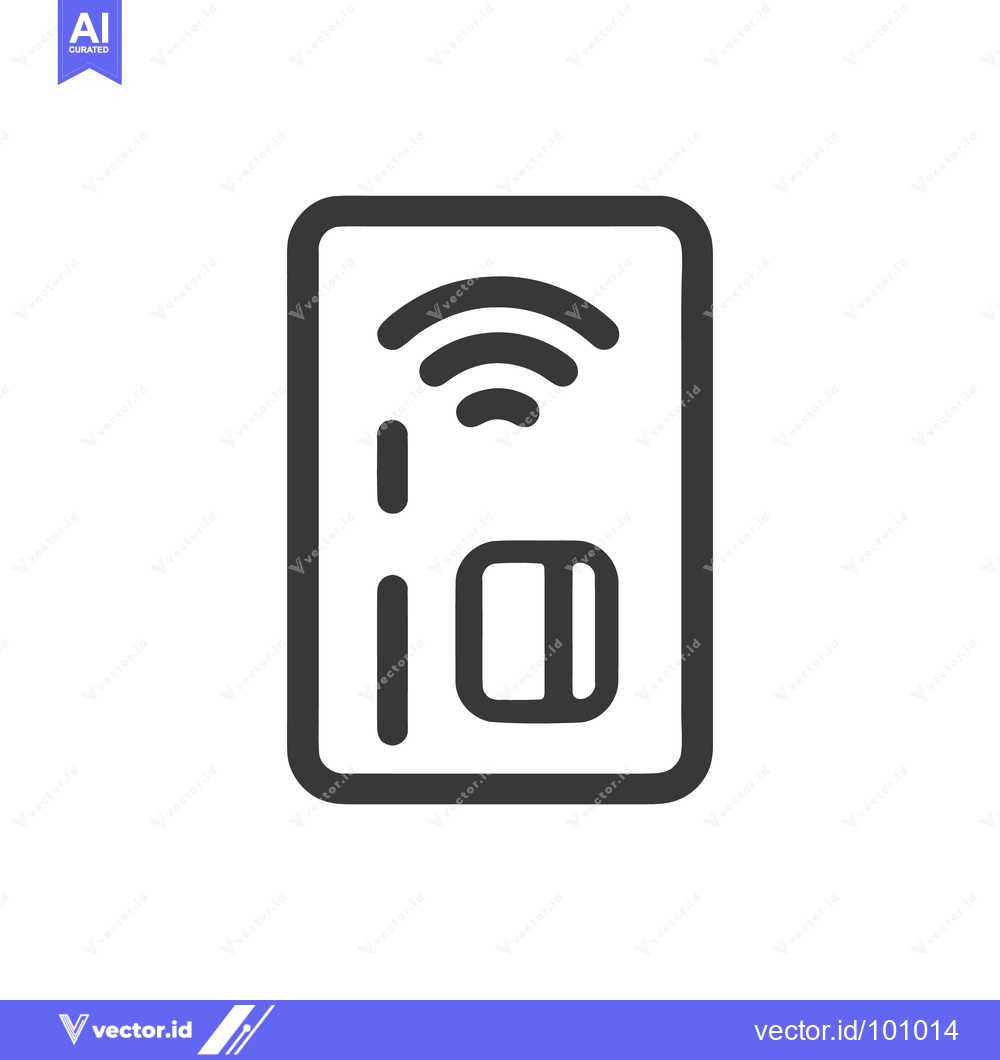 Premium Vector dari Contactless Payment Card Icon with Wireless Symbol, Modern Design