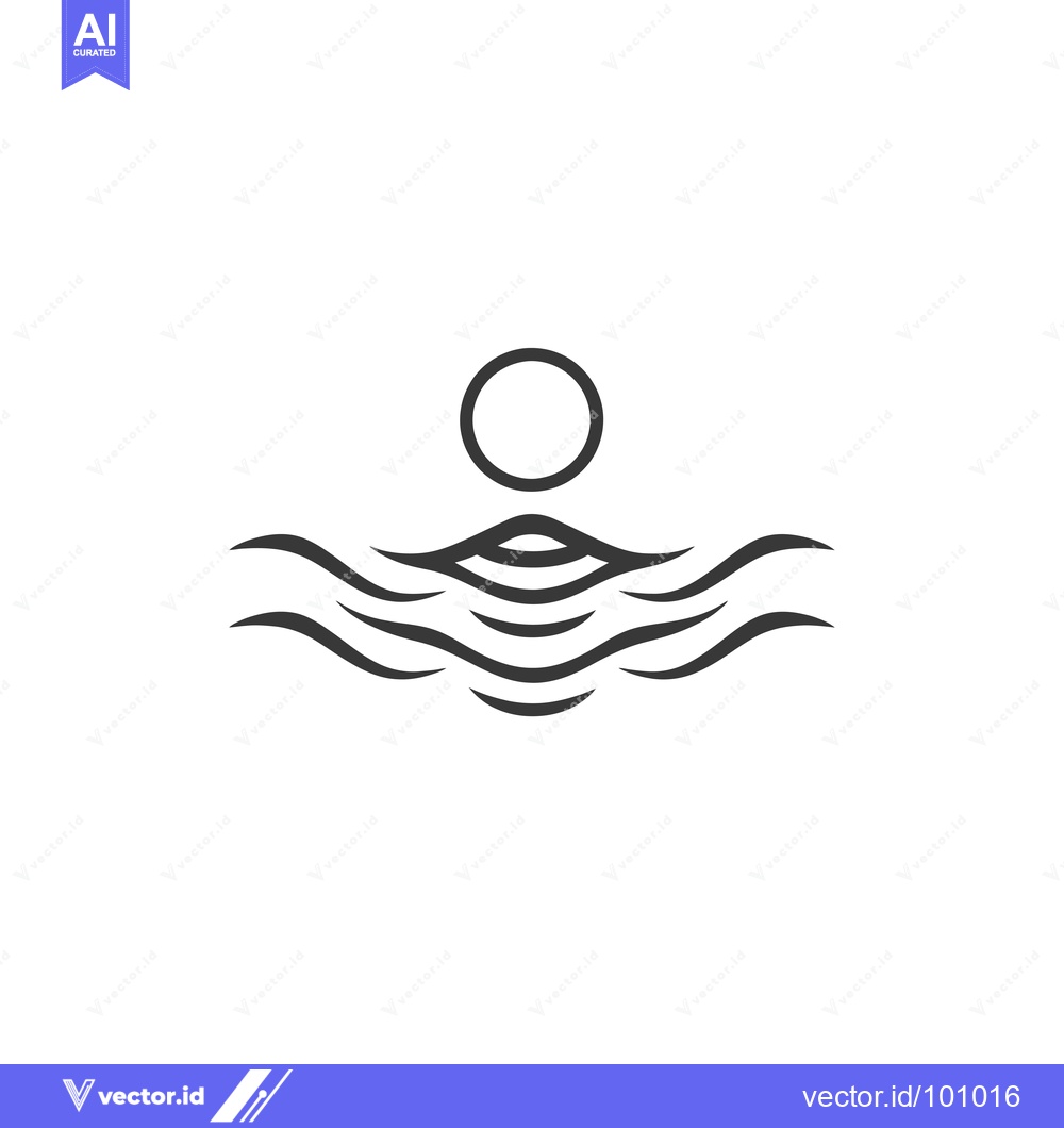 Premium Vector dari Simple Abstract Illustration of the Sun Setting Over Waves