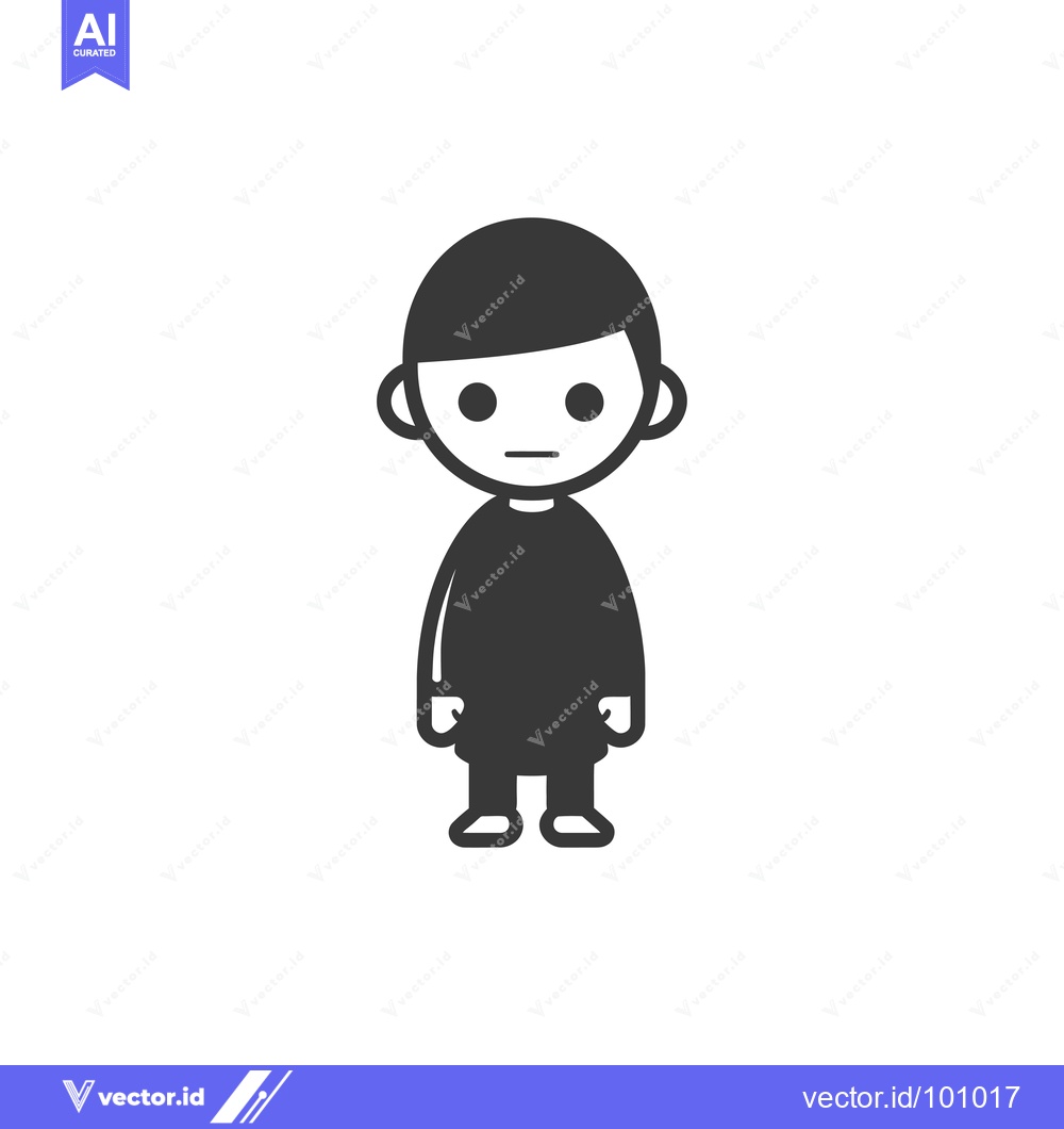 Premium Vector dari Simple Black and White Cartoon Illustration of a Boy