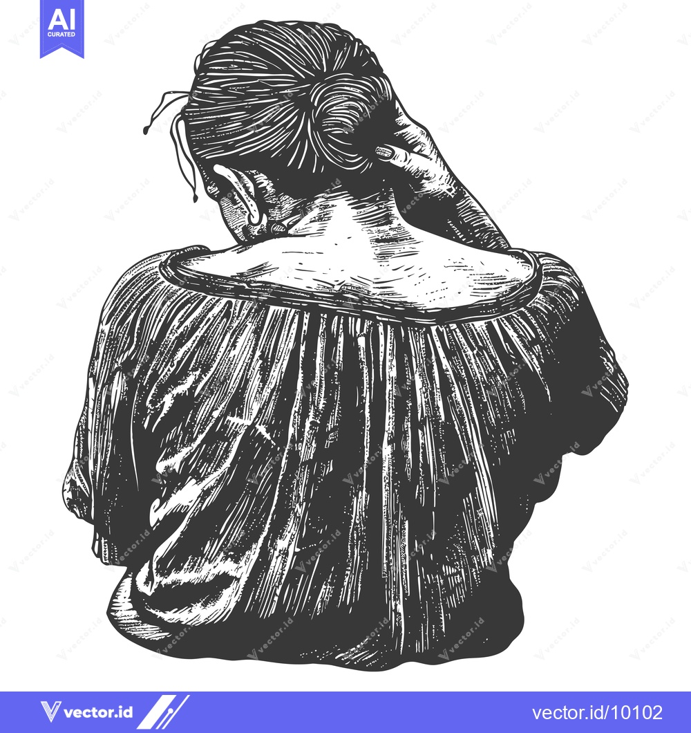 Premium Vector dari A Back View of a Woman Holding Her Hair Up