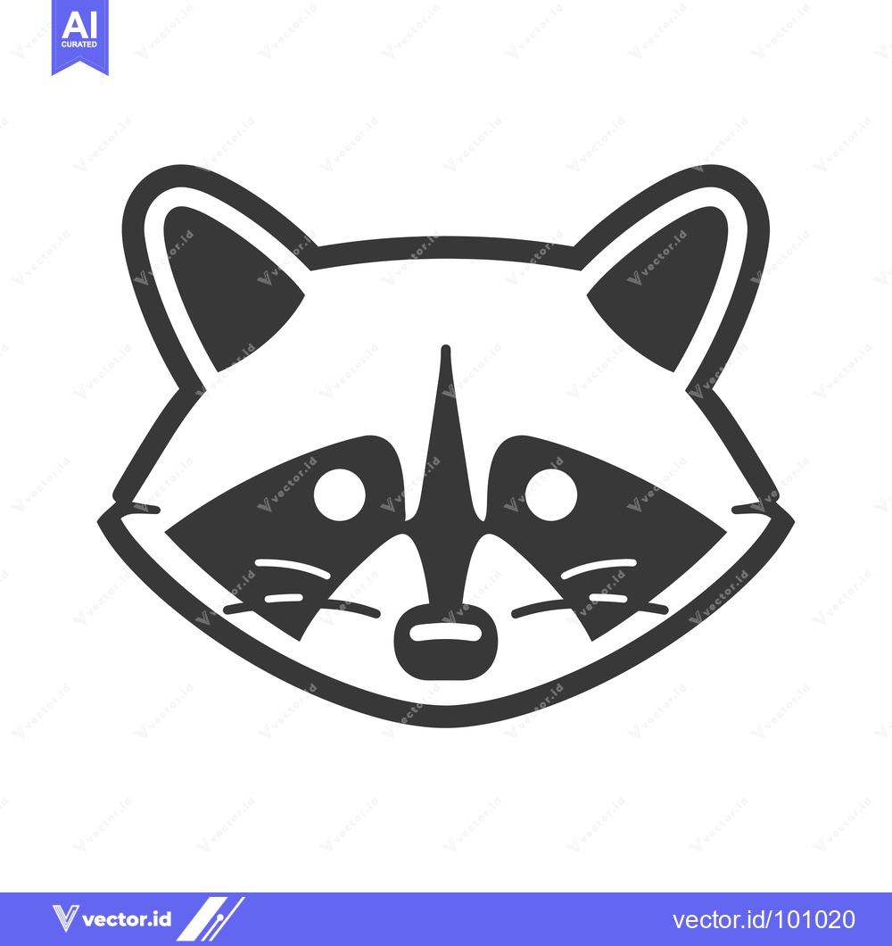 Premium Vector dari Simple Black and White Cartoon Raccoon Face