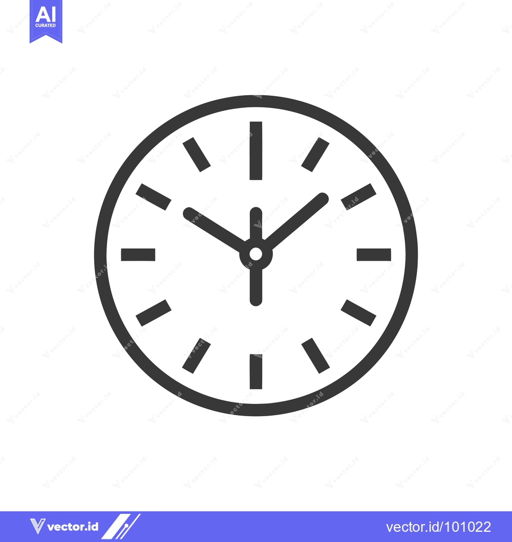 Premium Vector dari Simple Black and White Clock Icon with Hour and Minute Hands