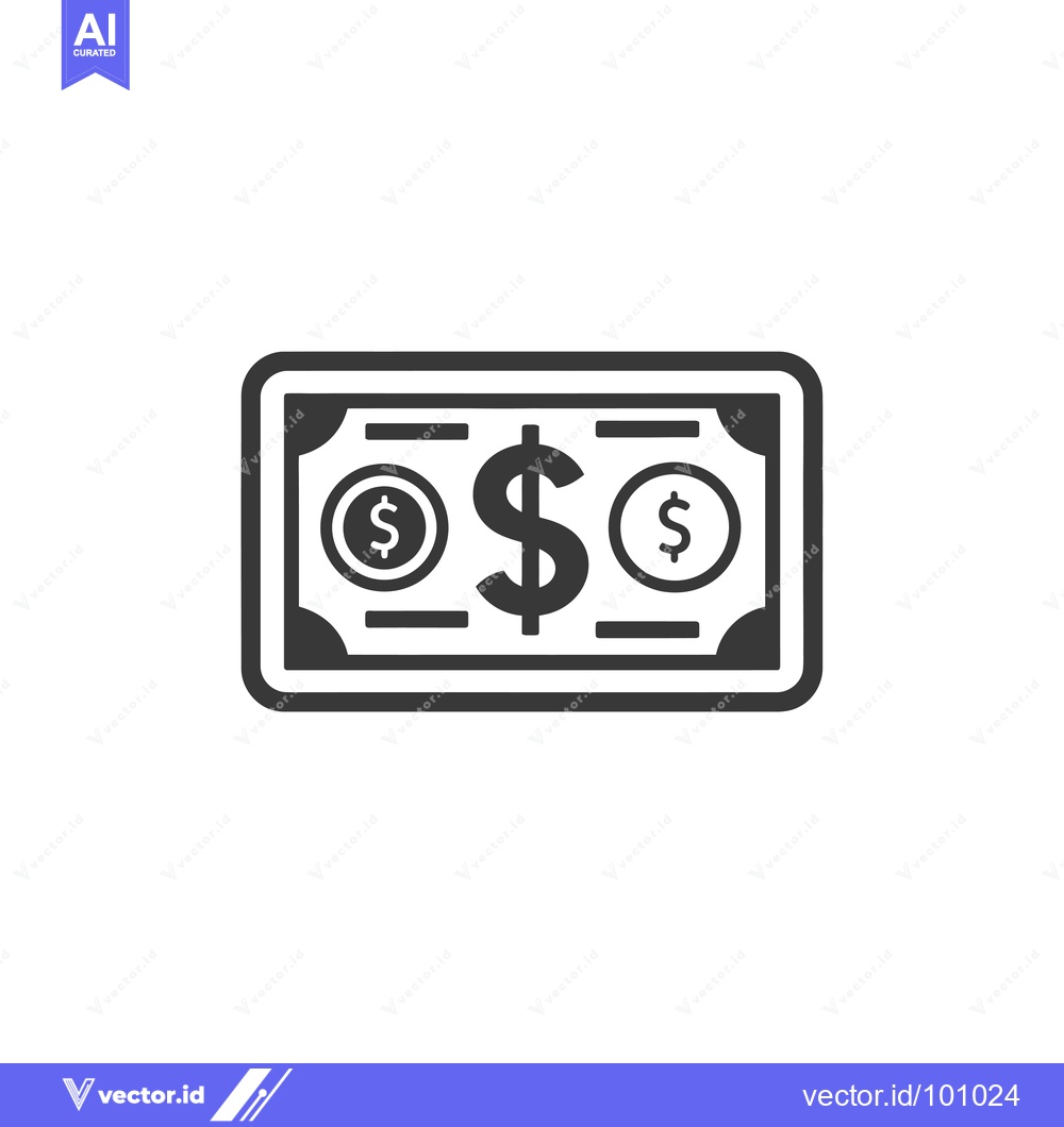 Premium Vector dari Simple Black and White Dollar Bill Icon