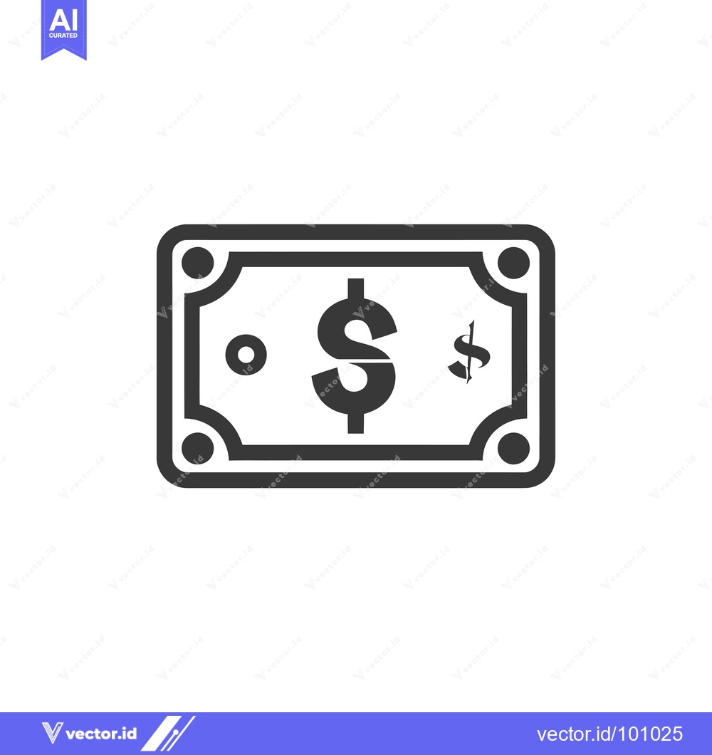 Premium Vector of Simple Black and White Dollar Bill Icon