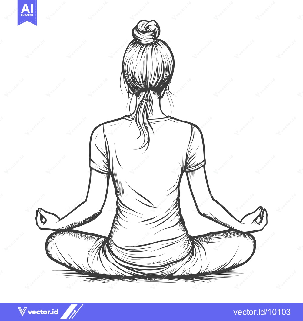 Premium Vector dari A Back View of a Woman in a Yoga Position