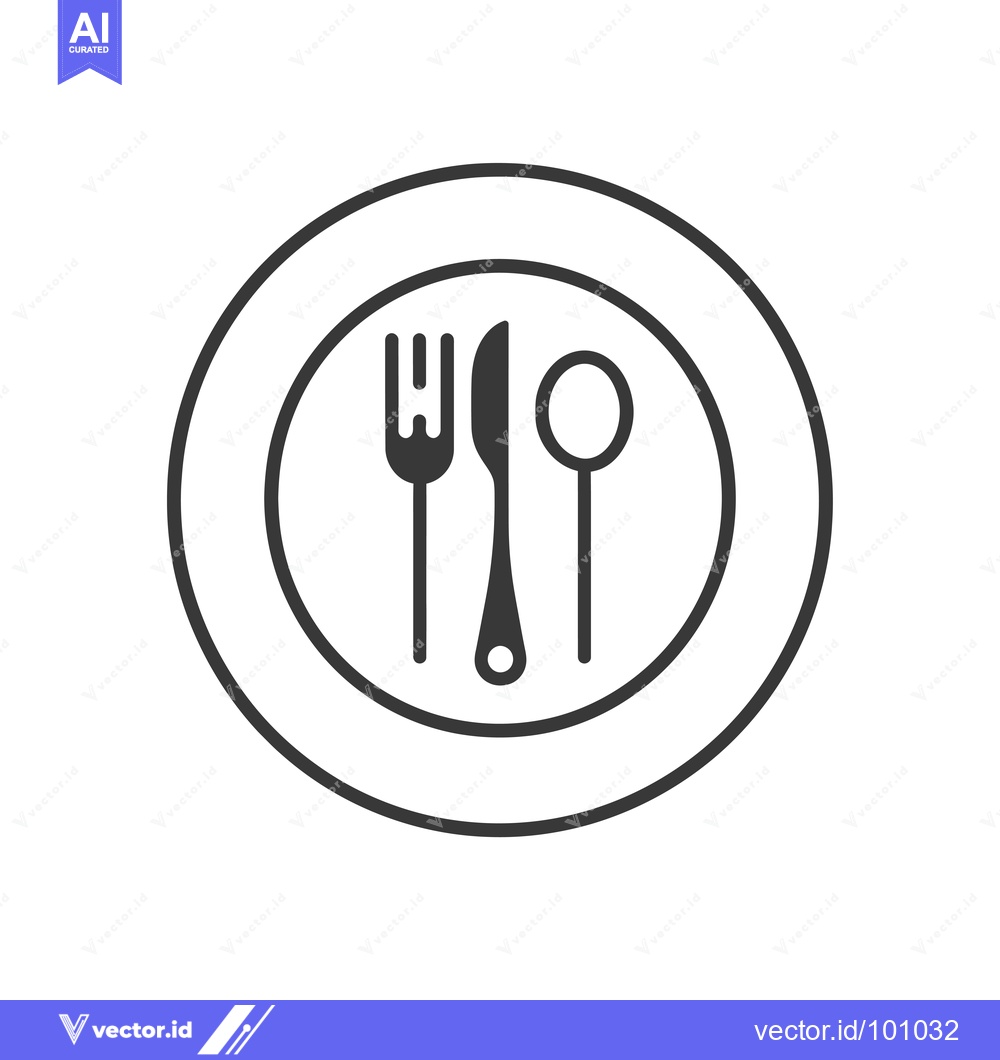 Premium Vector dari Simple Black and White Illustration of a Fork, Knife, and Spoon on a P