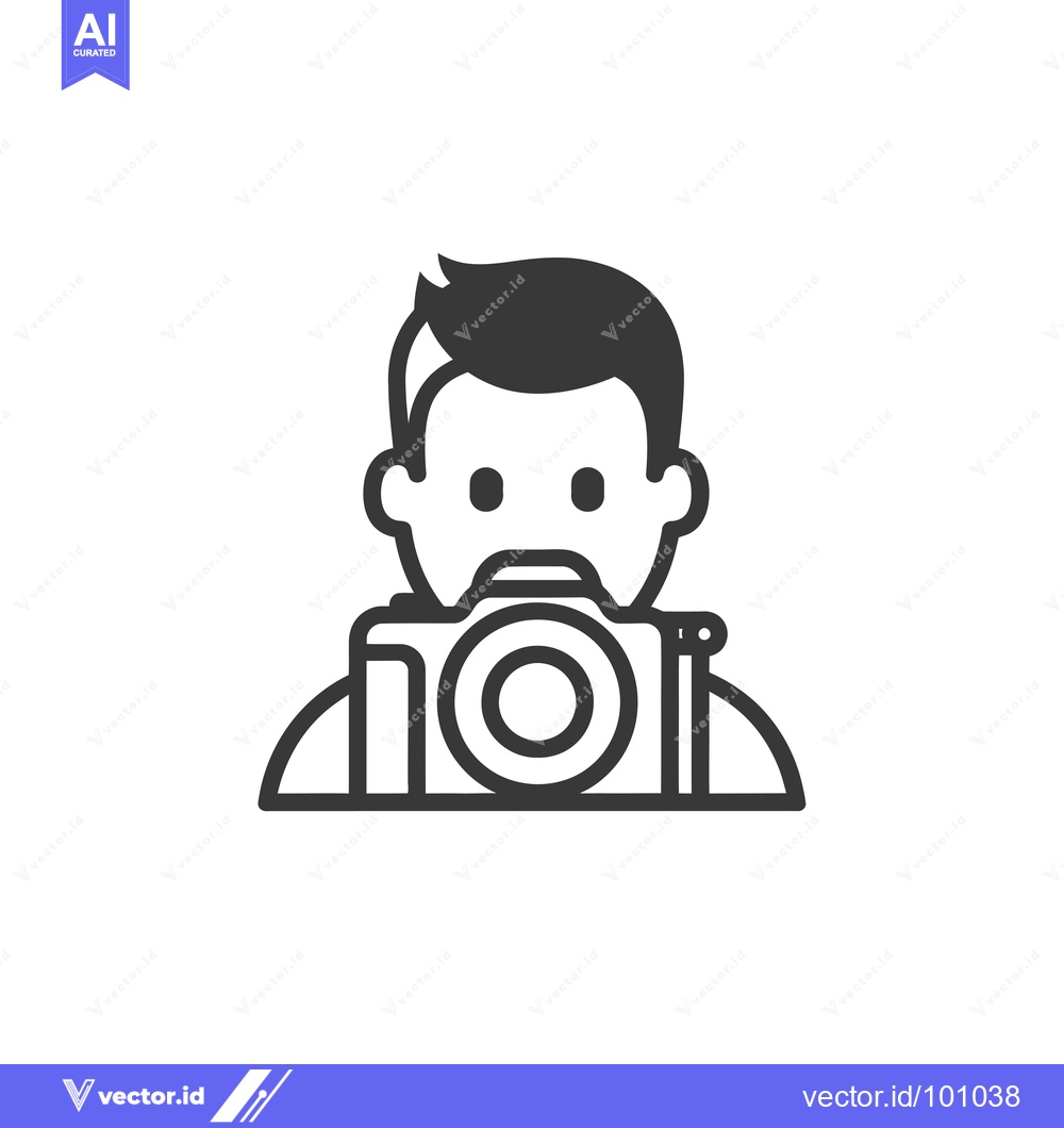 Premium Vector dari Simple black and white illustration of a man holding a camera