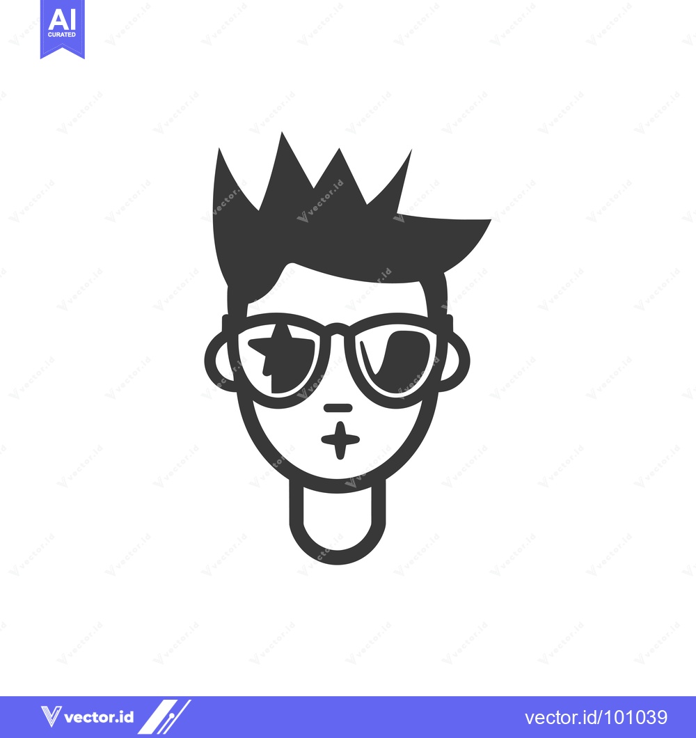 Premium Vector of Simple black and white illustration of a person wearing sunglasses