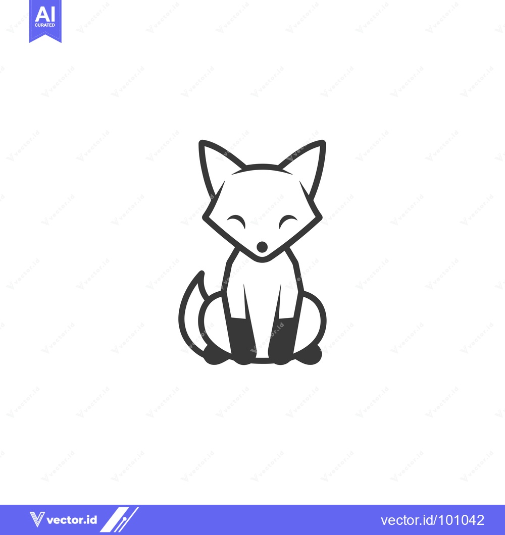 Premium Vector dari Simple Black and White Illustration of a Sitting Fox