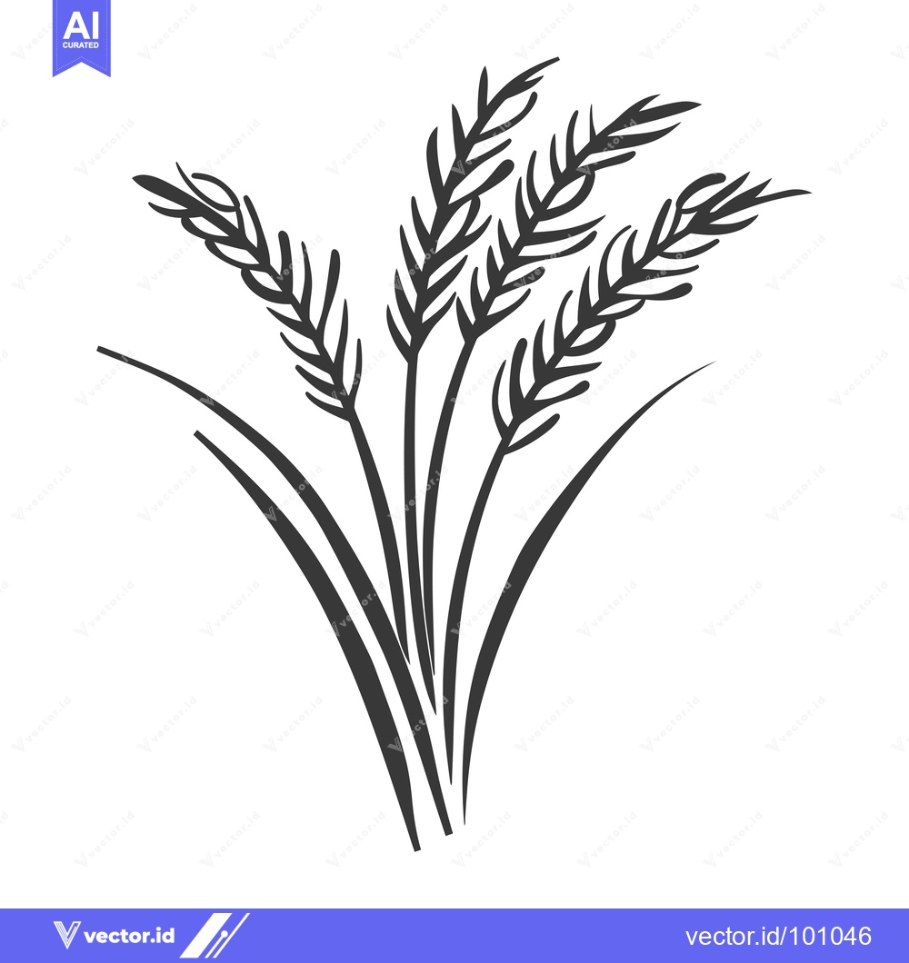 Premium Vector of Simple Black and White Illustration of Wheat Stalks