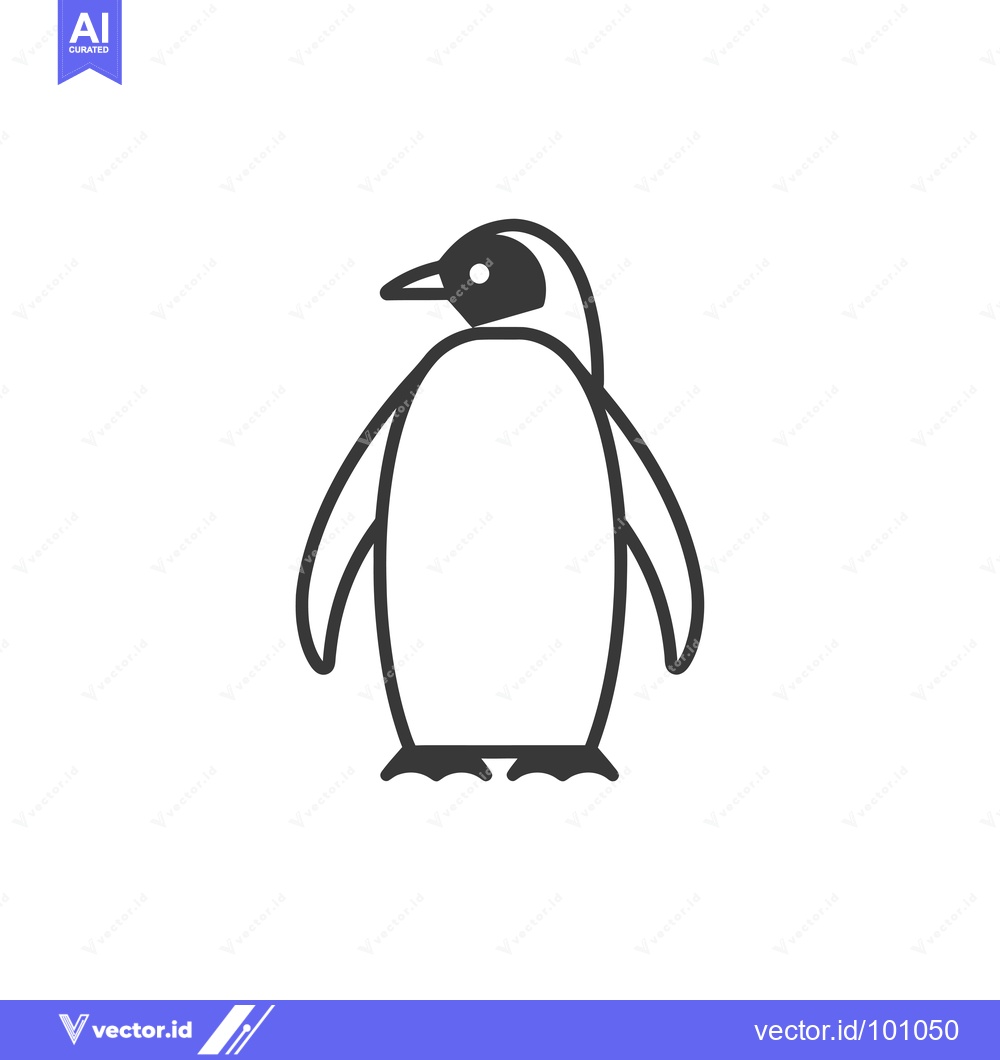 Premium Vector dari Simple Black and White Line Art Illustration of a Penguin