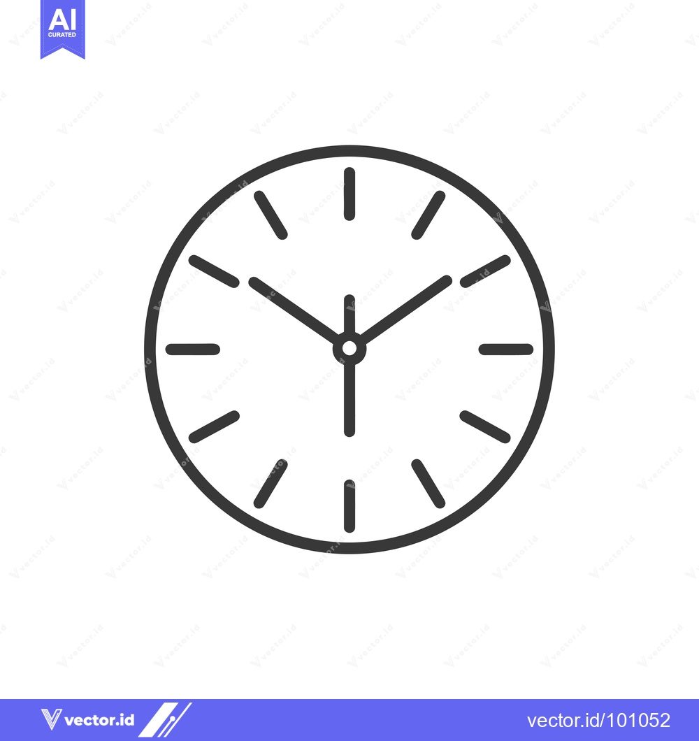 Premium Vector dari Simple Black and White Line Drawing of a Clock Face