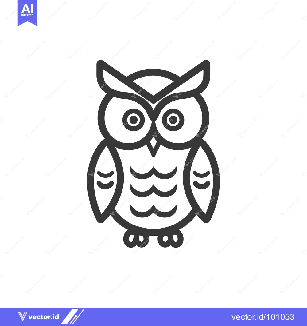 Premium Vector dari Simple Black and White Line Drawing of an Owl