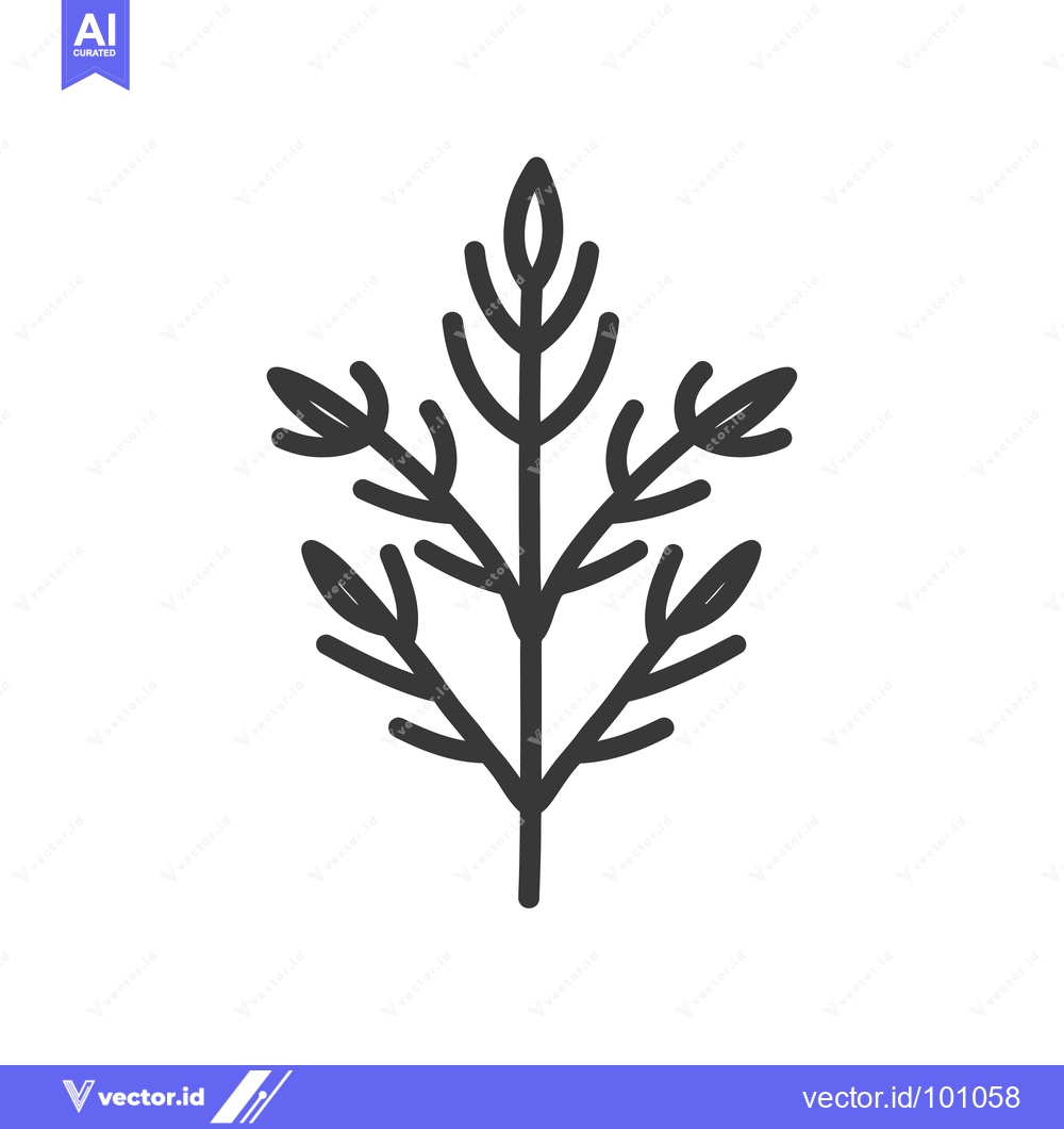 Premium Vector dari Simple Black and White Line Drawing of a Sprig with Five Branches and
