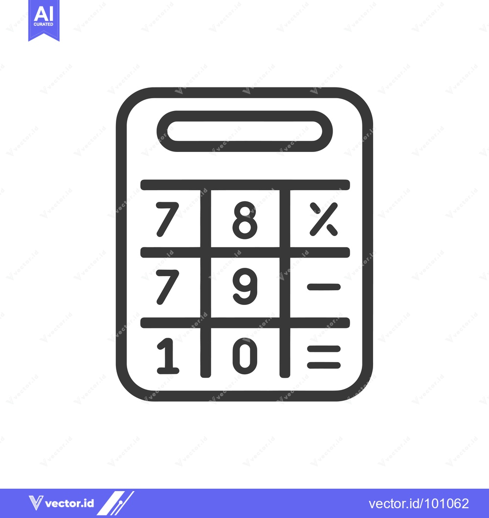 Premium Vector dari Simple black and white outline calculator icon with numbers and symbol