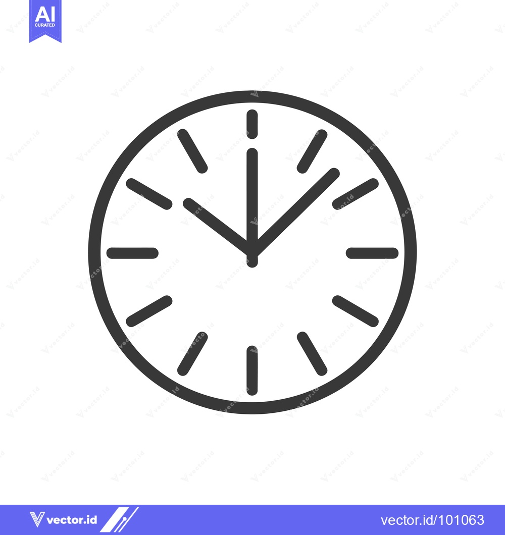 Premium Vector of Simple Black and White Outline Clock Face Icon
