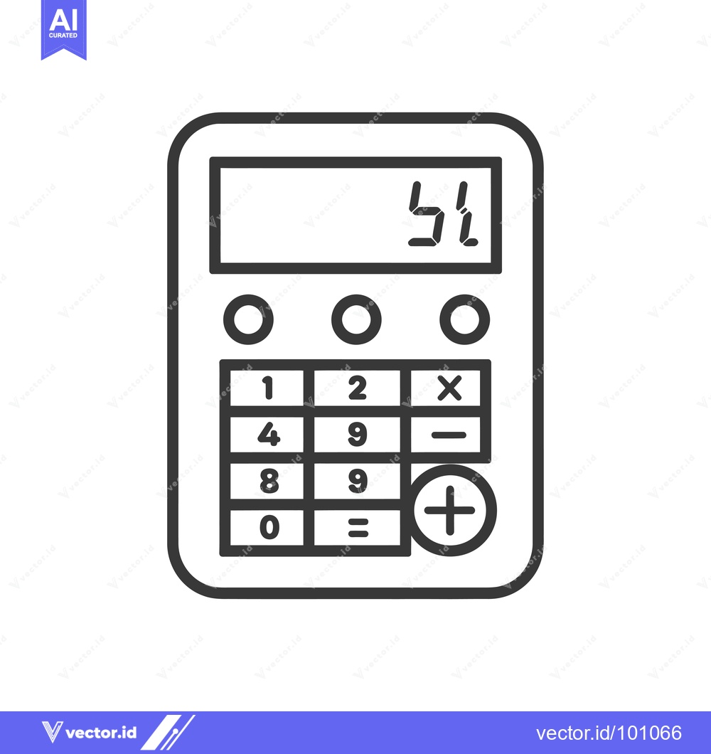 Premium Vector dari Simple Black and White Outline Icon of a Calculator