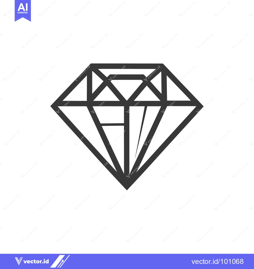 Premium Vector dari Simple Black and White Outline of a Diamond