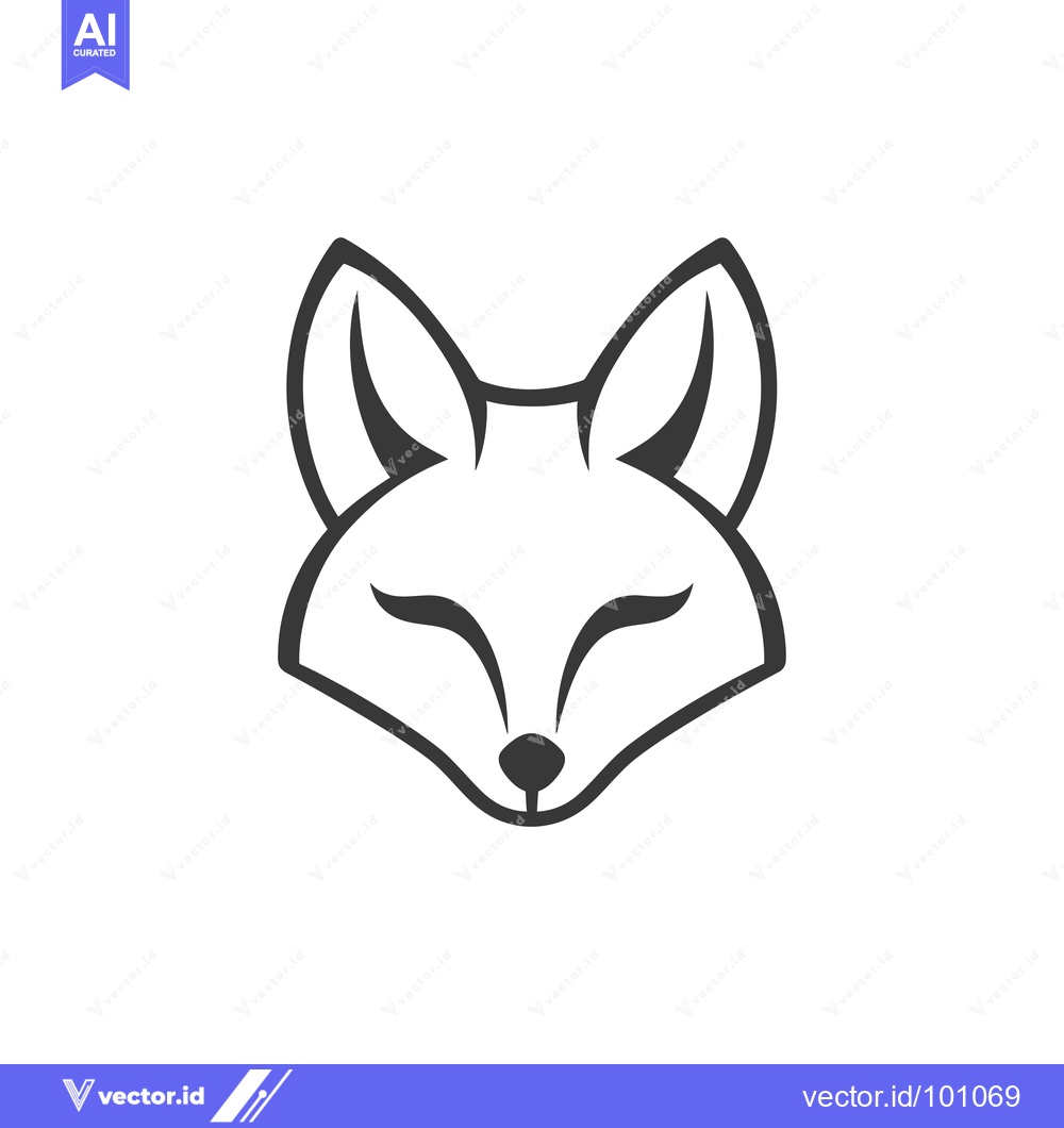 Premium Vector dari Simple Black and White Outline of a Fox Head