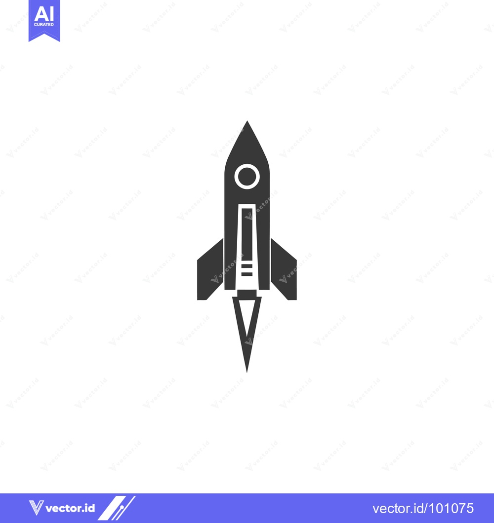 Premium Vector dari Simple black and white rocket icon with flames