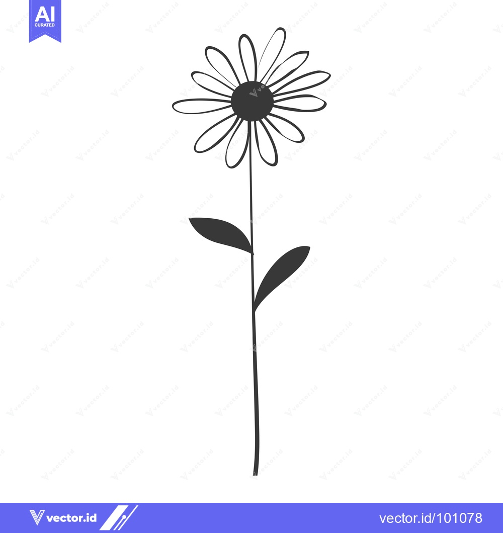 Premium Vector of Simple Black and White Silhouette of a Daisy Flower