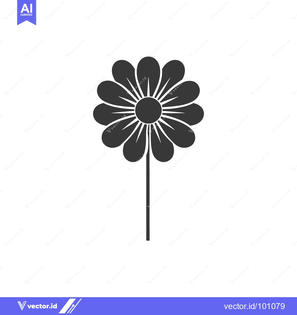 Premium Vector dari Simple Black and White Silhouette of a Flower