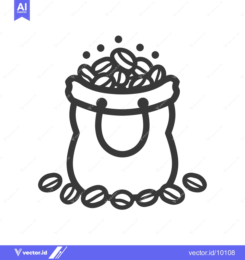 Premium Vector dari A Bag Full of Coffee Beans with Scattered Beans