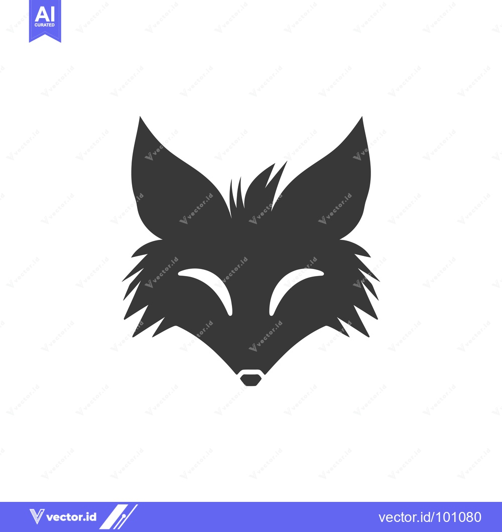 Premium Vector dari Simple Black and White Silhouette of a Fox's Face