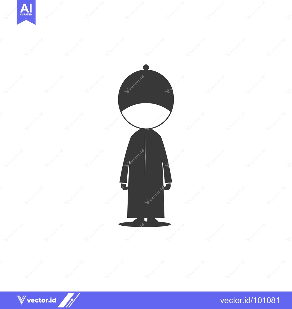 Premium Vector dari Simple black and white silhouette of a person wearing a traditional Is