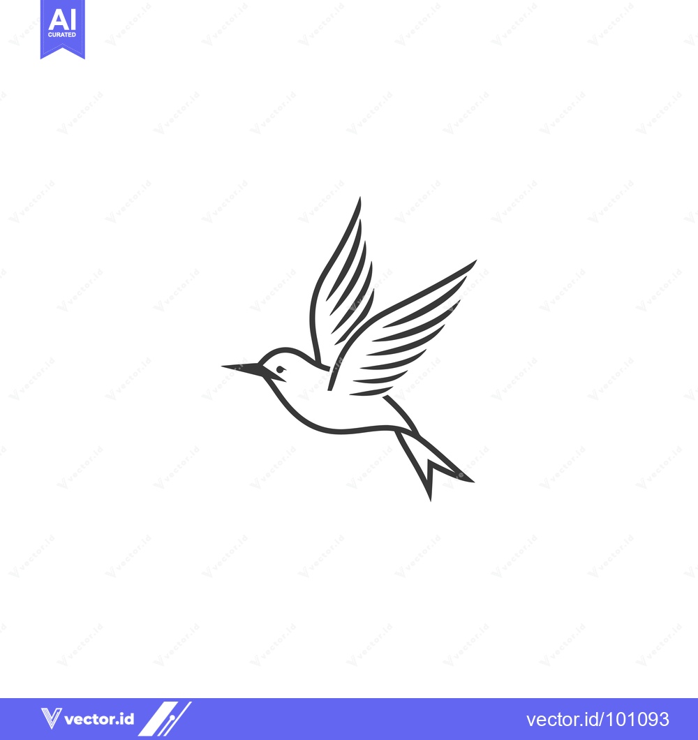 Premium Vector dari Simple black line art illustration of a hummingbird in flight