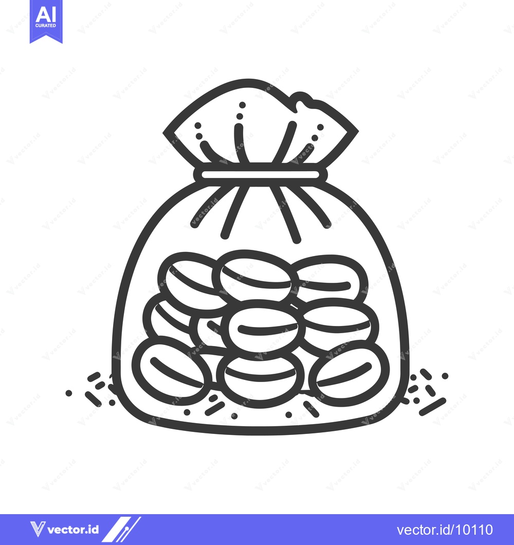 Premium Vector of A Bag of Coffee Beans with a Drawstring Closure