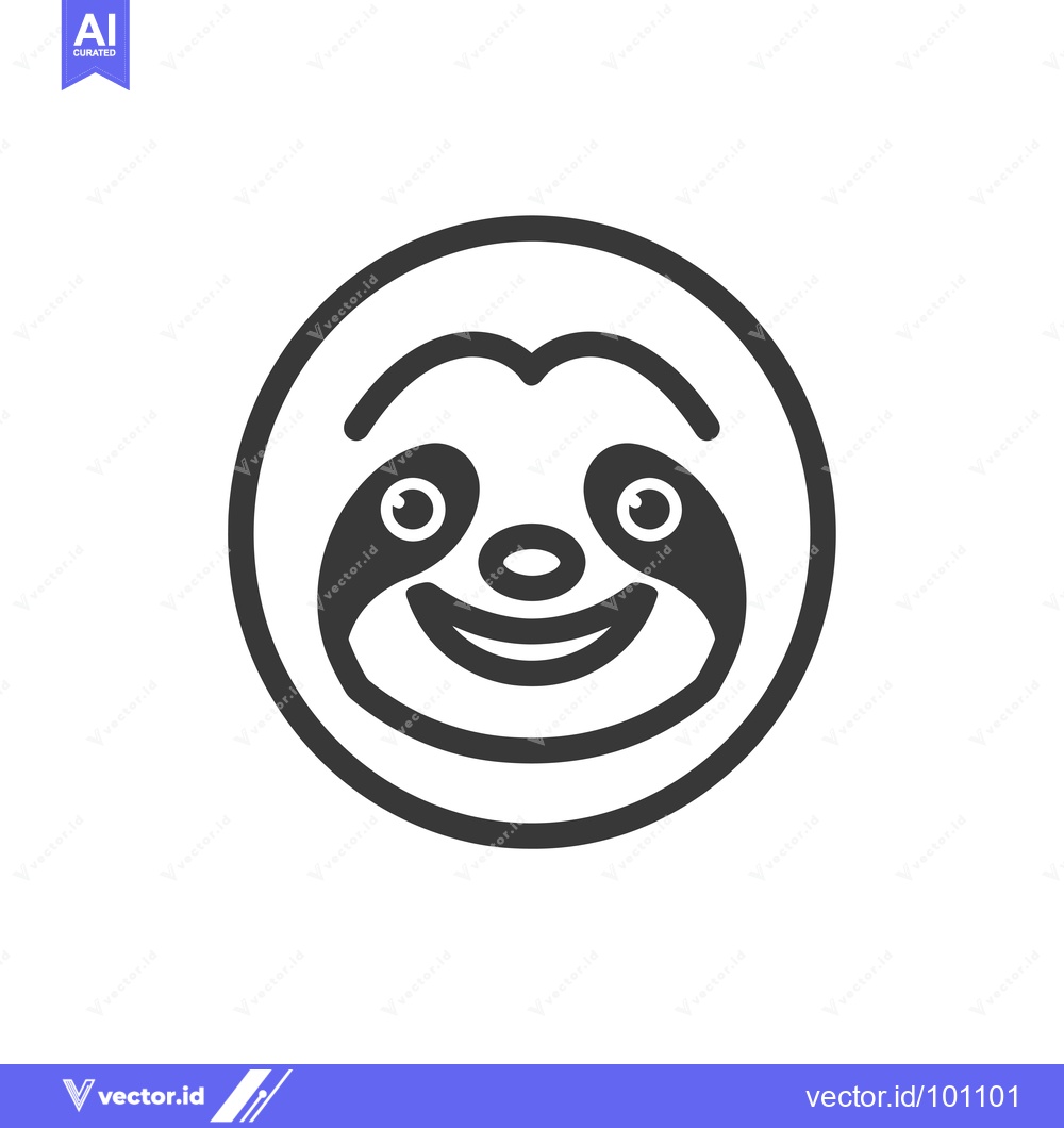 Premium Vector dari Simple Cartoon Illustration of a Smiling Sloth's Face