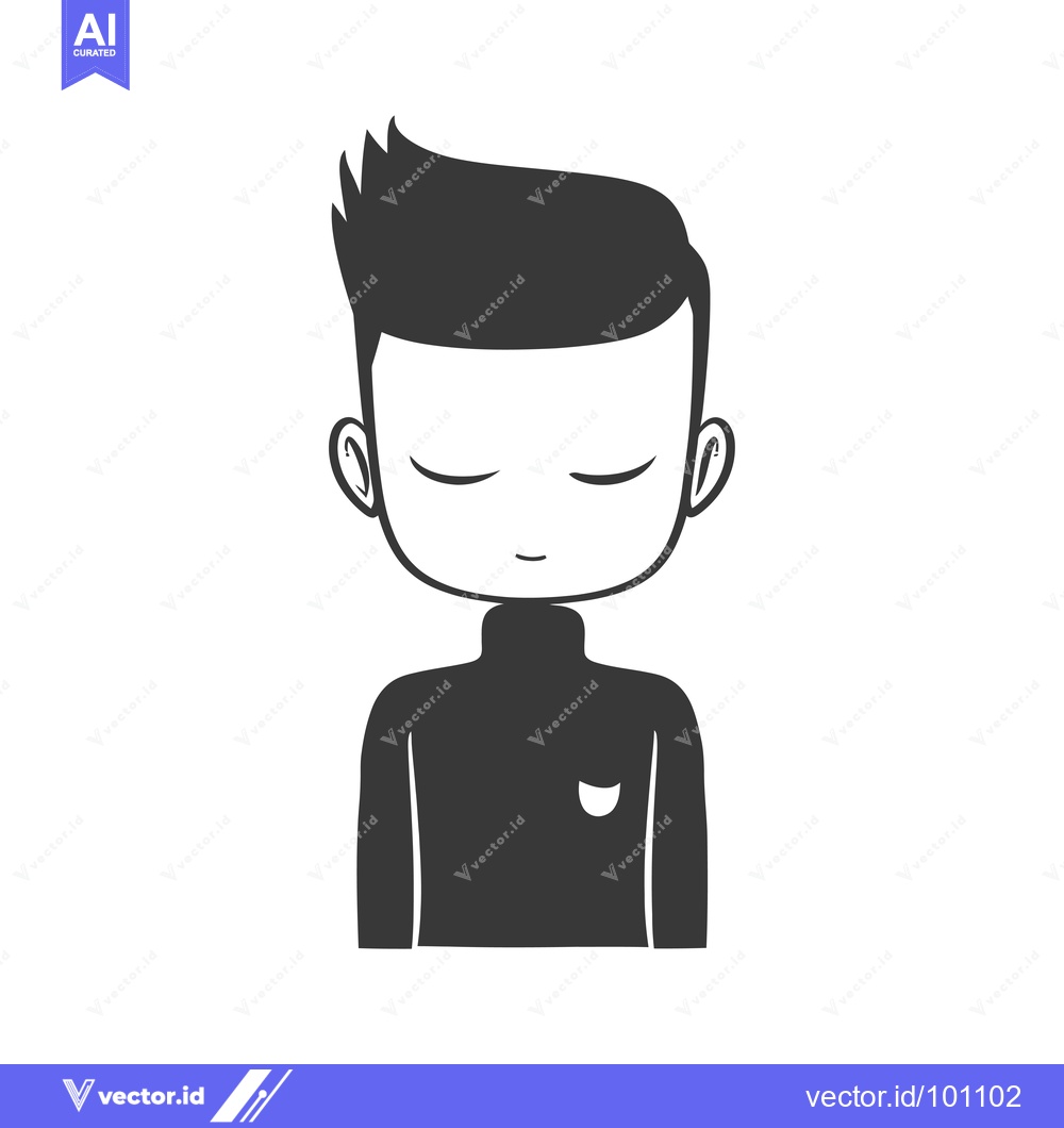 Premium Vector dari Simple Cartoon Illustration of a Young Man with Short Hair