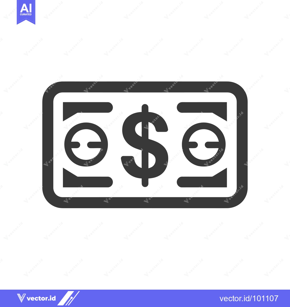 Premium Vector dari Simple Icon of a Single Dollar Bill with a Dollar Sign