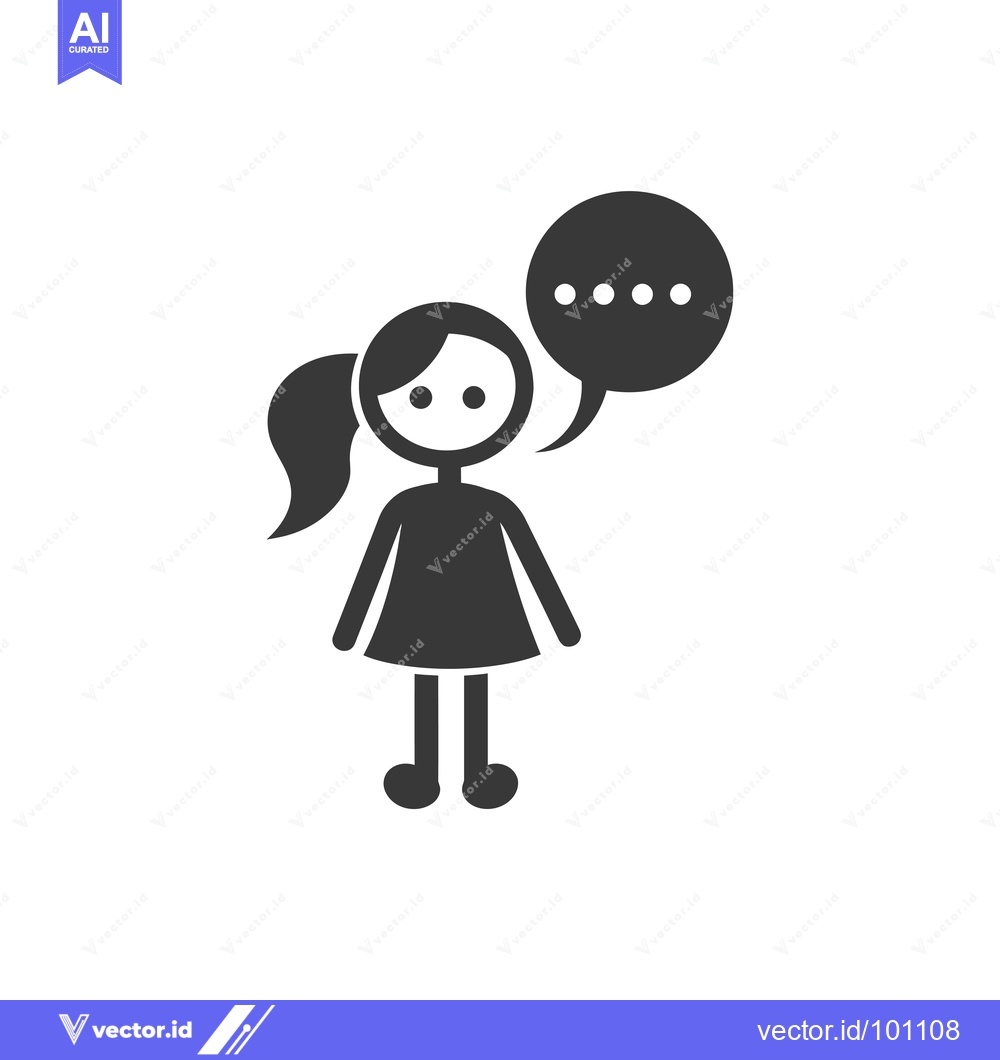 Premium Vector dari Simple Illustration of a Girl with a Speech Bubble