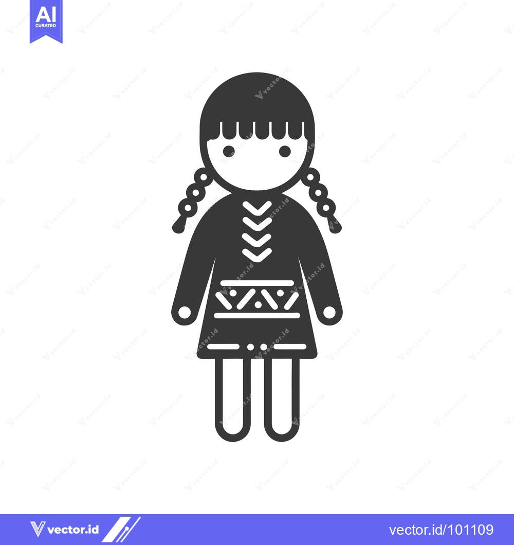 Premium Vector dari Simple Illustration of a Girl with Braids in Traditional Clothing