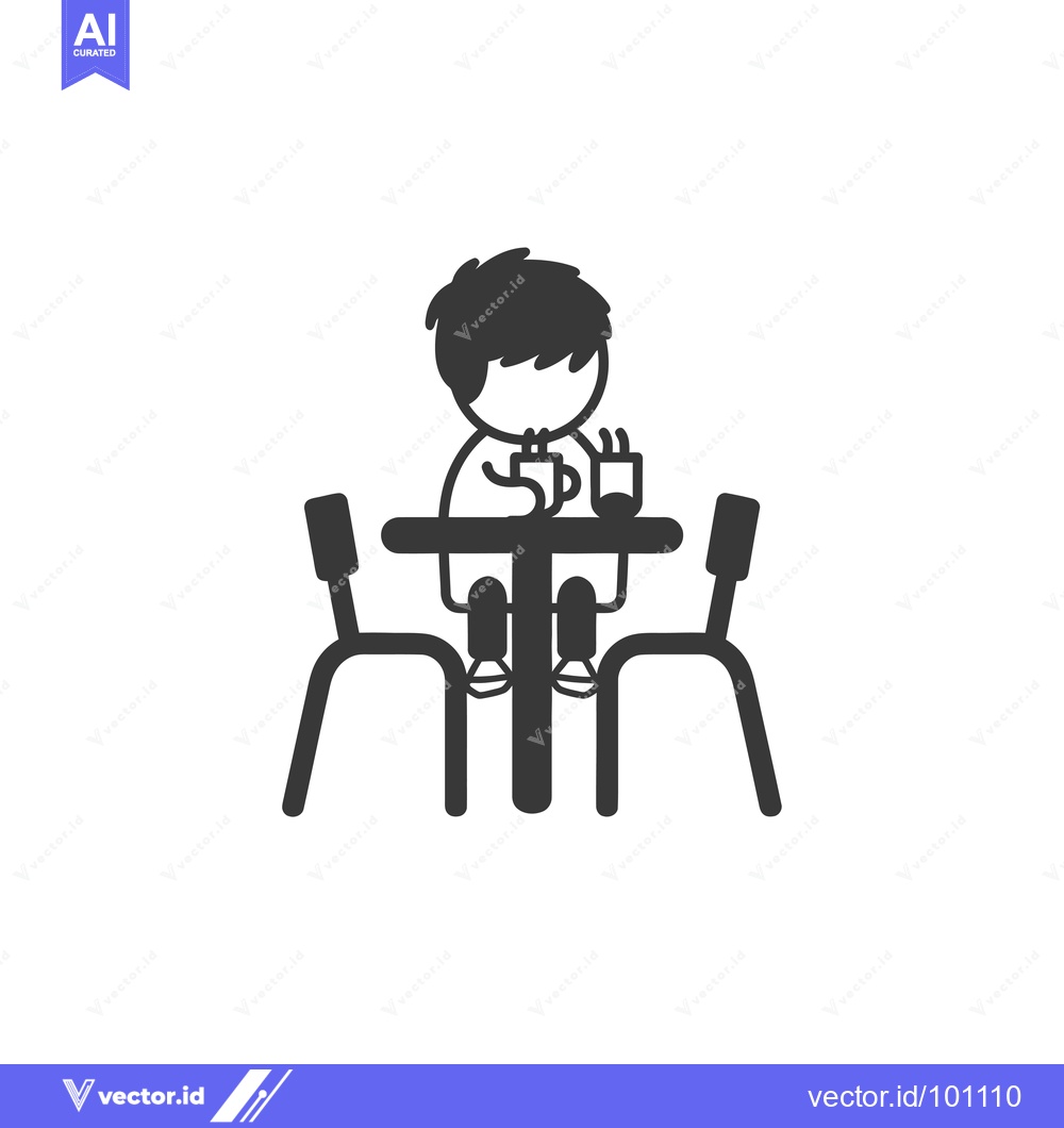 Premium Vector dari Simple Illustration of a Person Sitting at a Table and Drinking from a