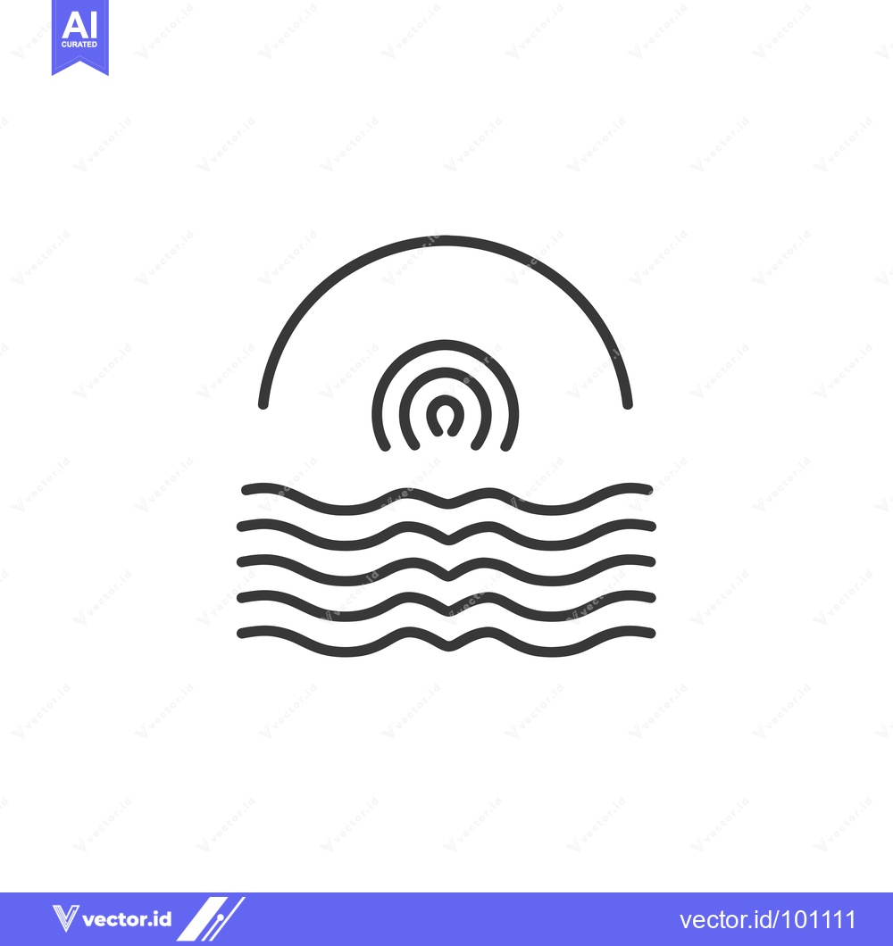 Premium Vector dari Simple Line Art Design of a Sunset Over Water