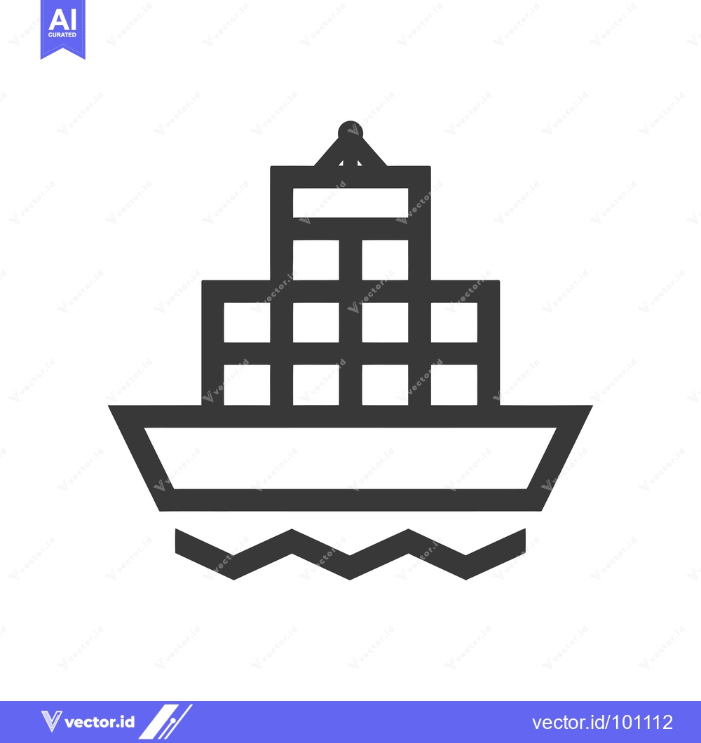 Premium Vector dari Simple Line Art Icon Depicting a Cargo Ship