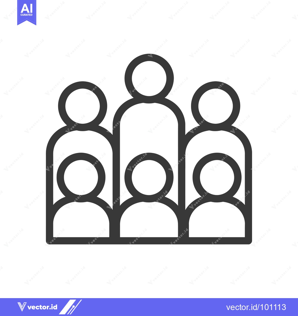 Premium Vector dari Simple Line Art Icon of a Group of People